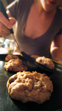 spiced oatmeal-chocolate chip cookies.